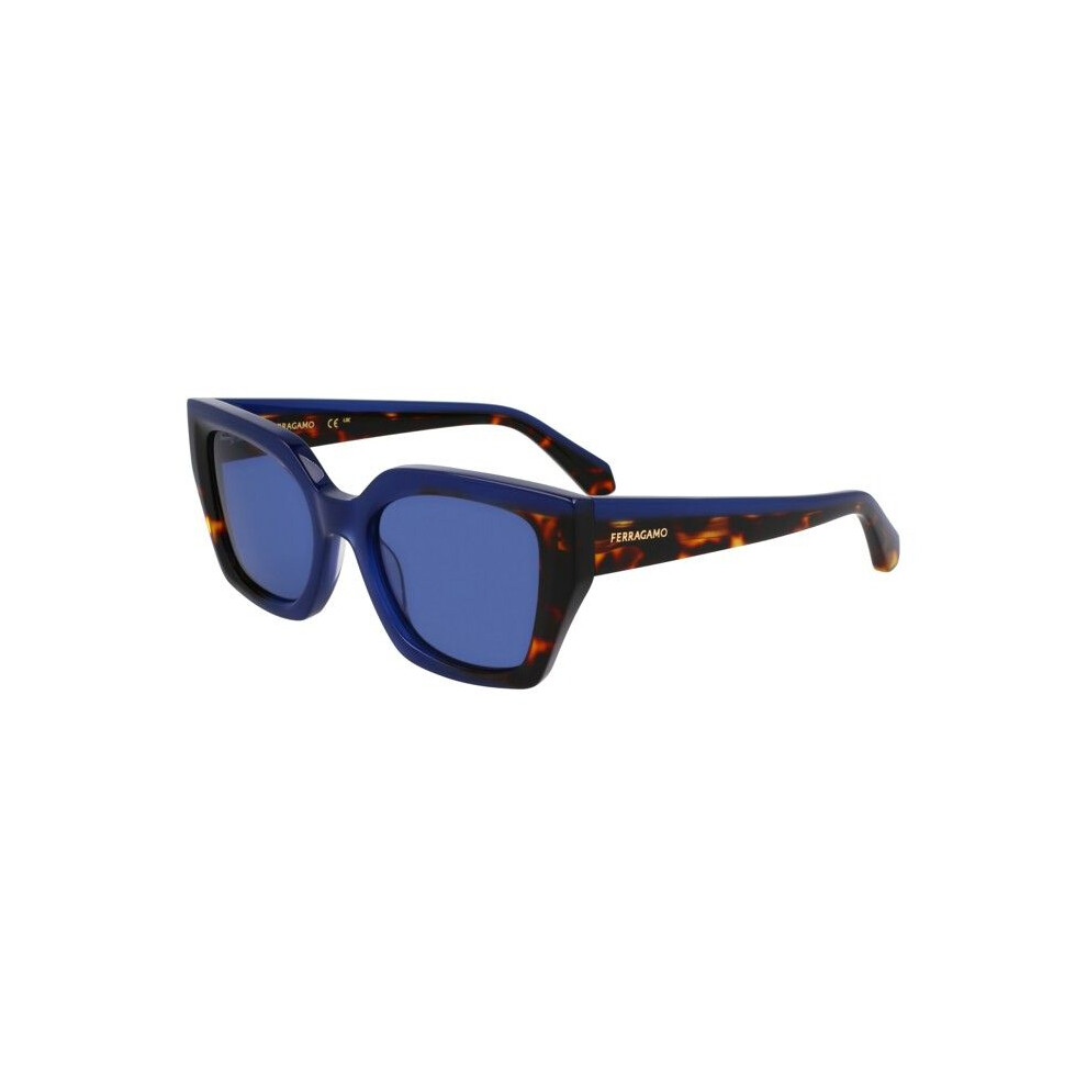 Ferragamo Sf2035s Sunglasses 52/19/145 Opaline Blue/Dark Tortoise Acetate Woman Sf2035s