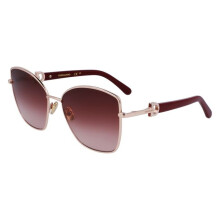 Gafas de sol - FERRAGAMO - SF312SR - Montura de metal redonda - Lentes 60/18/140 - Rosa dorado/degradado burdeos