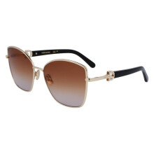 Lunettes de Soleil - FERRAGAMO - SF312SR - Métal doré - Verres brun gradient - Taille 60/18/140