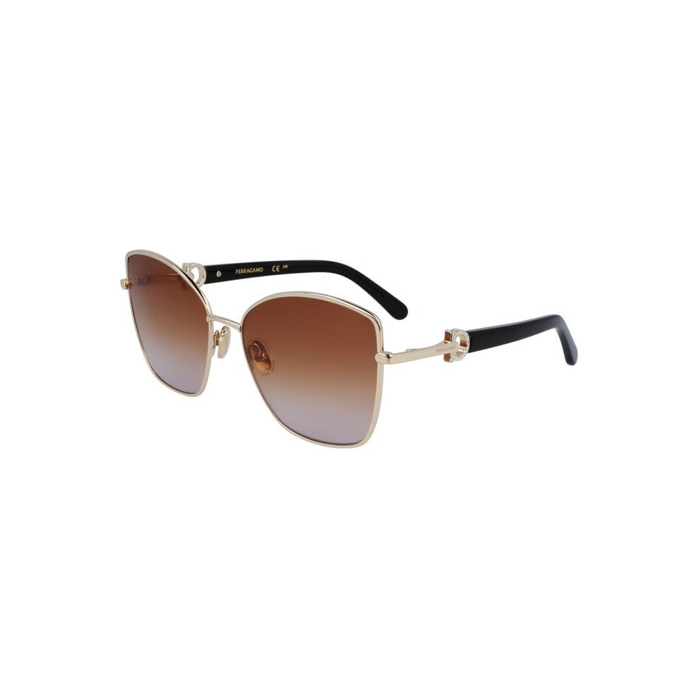 Ferragamo Sunglasses - Sf312sr - Gold Metal - Brown Gradient Lenses - Size 60/18/140