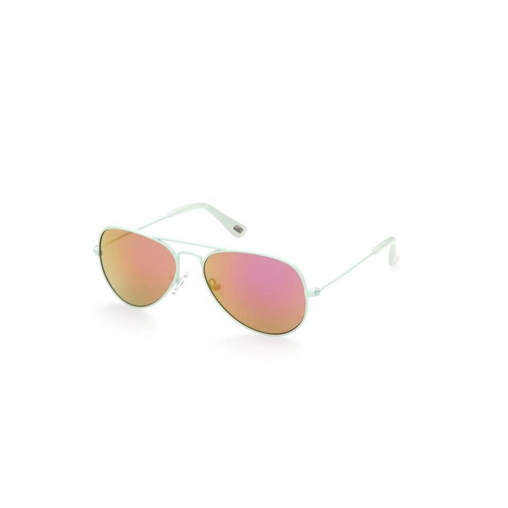 Skechers Se9069 Girls' Aviator Sunglasses Light Green With Blue Mirror Lenses 100% Uv