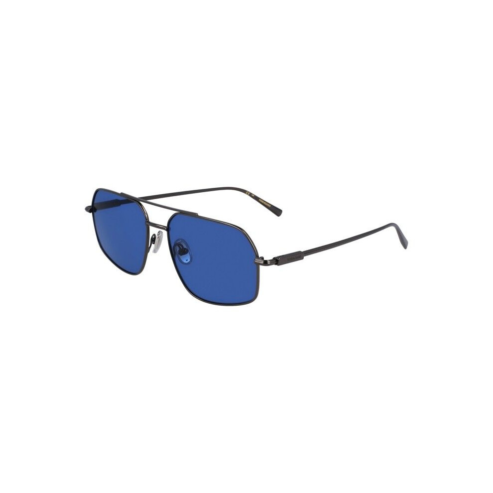 Ferragamo Sunglasses - Sf313s - Aviator - Metal - Dark Gun/Blue 58/17/145