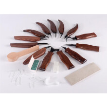 (Walnut 19-piece set) Wood Carving Tools Set 19Pcs Walnut Handle Carving Chisel Set Skew & Corner Blades Popular Wood Engraving Tools Kit