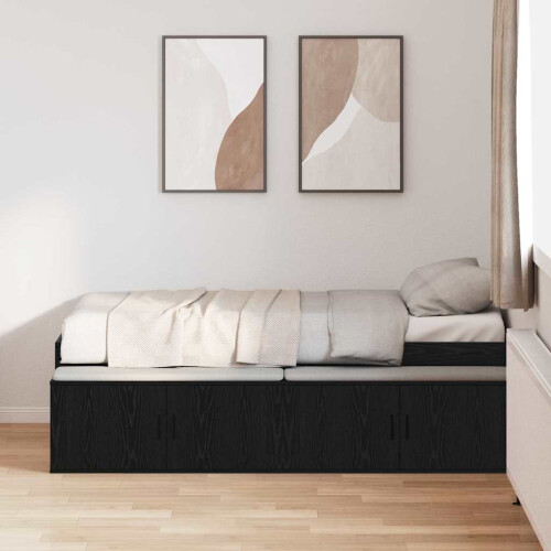 VidaXL vidaXL Bed Frame with Drawer Black Oak 90 x 200 cm Engineered Wood 2