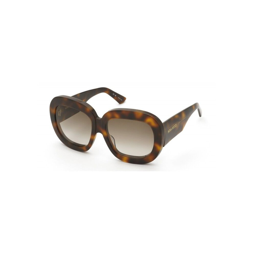 Nina Ricci Sunglasses Snr402 57/17/145 Glossy Havana Acetate Woman Snr402 Dark