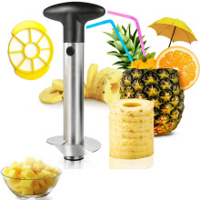 (Black Set) Quick Pineapple Knife Cutter Stainless Steel Fruit Peeler Covered with Sharp Blades Easy Pineapple Core Remover Decorer