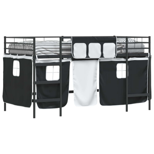 VidaXL vidaXL Kids'Loft Bed Frame with Curtains Black 100 x 200 cm 2