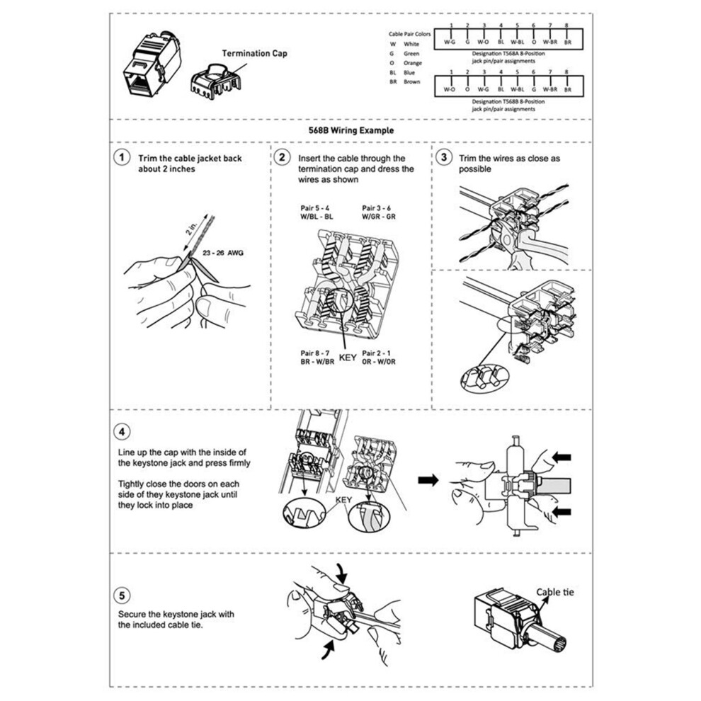 20-Pack Cat6A RJ45 Jack - Cat6 Compatible -180 Degree Toolless ...