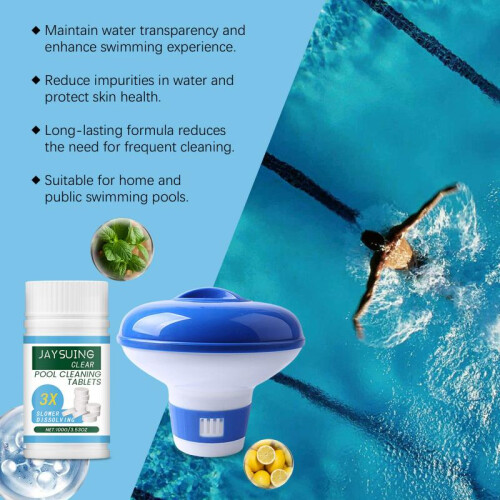 (100g) Pool Effervescent Tablets Fast-Dissolving Chlorine Pool Cleaner Water Treatment Tablets 100g 1