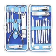 (Blue) 19-in-1 Profi-Maniküre- und Pediküre-Set, Nagelknipser aus Edelstahl und Gesichtspflege-Werkzeuge für Frauen und Männer