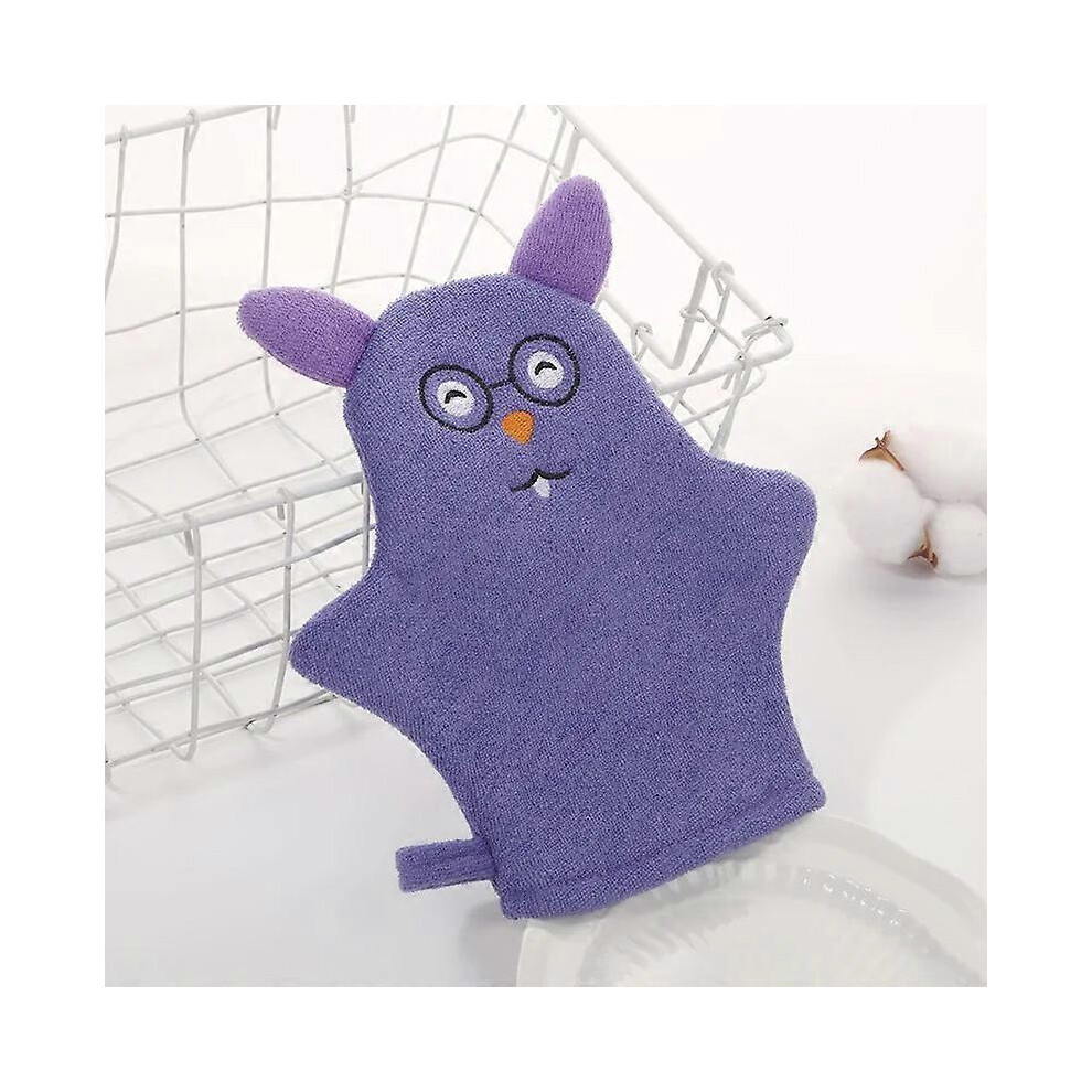 (Mouse) Cartoon Animal Baby Bath Gloves - Toddler Shower Scrubber Washcloth for Bathing & Massage (4-Pack)