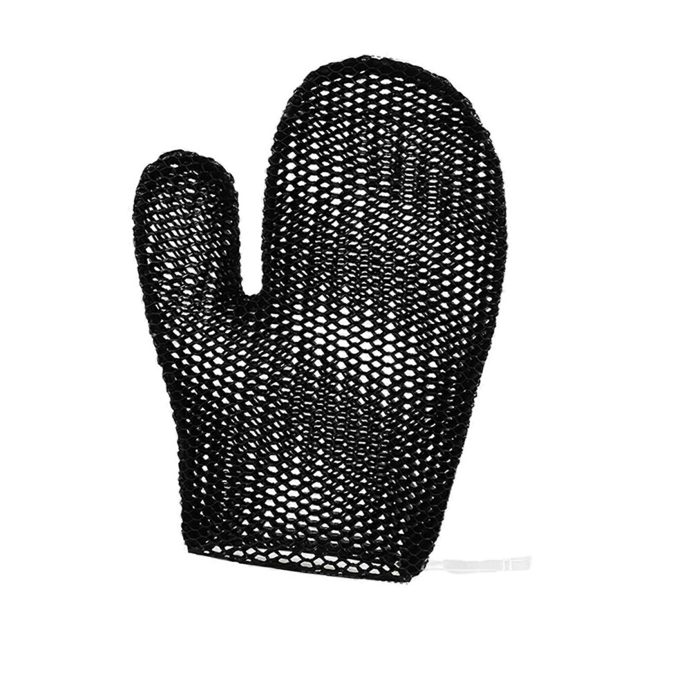 (Black) Ergonomic Black TPU Shower Gloves For Effective Body Scrubbing, Cleansing & Skin Massage