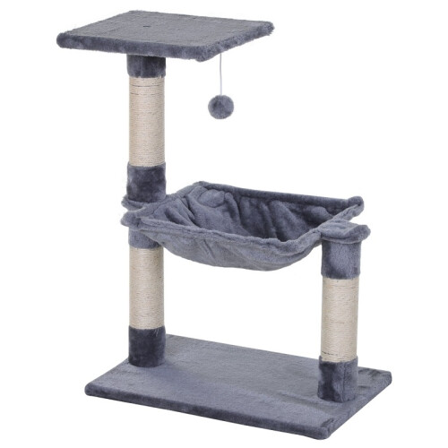Arbre à chat avec hamac en peluche, gris, 70 cm
