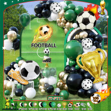 (FIFA World Cup Set K) Grüner Ballonbogen mit Fußballmotiv für einen Jungengeburtstag, WM-Partydekoration, Ballonset