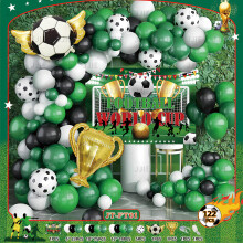 (FIFA World Cup Set A) Grüner Ballonbogen mit Fußballmotiv für einen Jungengeburtstag, WM-Partydekoration, Ballonset
