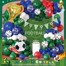 (FIFA World Cup Set F) Grüner Ballonbogen mit Fußballmotiv für einen Jungengeburtstag, WM-Partydekoration, Ballonset