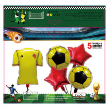(5-ZQ07 Soccer Set 5 pieces) Grüner Ballonbogen mit Fußballmotiv für einen Jungengeburtstag, WM-Partydekoration, Ballonset