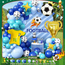 (FIFA World Cup Set M) Grüner Ballonbogen mit Fußballmotiv für einen Jungengeburtstag, WM-Partydekoration, Ballonset