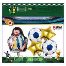 (5-ZQ17 Soccer Set 5 pieces) Grüner Ballonbogen mit Fußballmotiv für einen Jungengeburtstag, WM-Partydekoration, Ballonset