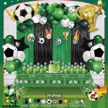 (FIFA World Cup Set E) Grüner Ballonbogen mit Fußballmotiv für einen Jungengeburtstag, WM-Partydekoration, Ballonset