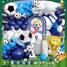 (FIFA World Cup Set N) Grüner Ballonbogen mit Fußballmotiv für einen Jungengeburtstag, WM-Partydekoration, Ballonset