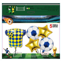 (5-ZQ06 Soccer Set 5 pieces) Grüner Ballonbogen mit Fußballmotiv für einen Jungengeburtstag, WM-Partydekoration, Ballonset
