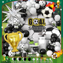 (FIFA World Cup Set O) Grüner Ballonbogen mit Fußballmotiv für einen Jungengeburtstag, WM-Partydekoration, Ballonset