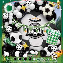 (FIFA World Cup Set P) Grüner Ballonbogen mit Fußballmotiv für einen Jungengeburtstag, WM-Partydekoration, Ballonset
