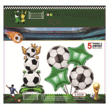 (5-ZQ20 Soccer Set 5 pieces) Arco di palloncini verdi per compleanno a tema calcio per bambino, decorazione per festa a tema Coppa del Mondo.