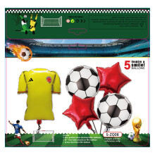 (5-ZQ08 Soccer Set 5 pieces) Boy's Soccer Green Balloon Arch Birthday Soccer Party Decoration World Cup Theme Balloon Set