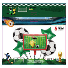 (5-ZQ15 Soccer Set 5 pieces) Grüner Ballonbogen mit Fußballmotiv für einen Jungengeburtstag, WM-Partydekoration, Ballonset