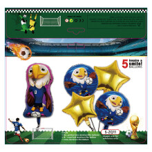 (5-ZQ11 Soccer Five-Piece Set) Grüner Ballonbogen mit Fußballmotiv für einen Jungengeburtstag, WM-Partydekoration, Ballonset
