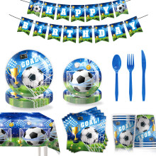 (Set 6) Ensemble complet de vaisselle pour une fête sur le thème de la Coupe du Monde de football