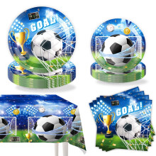 (Set 3) Ensemble complet de vaisselle pour une fête sur le thème de la Coupe du Monde de football