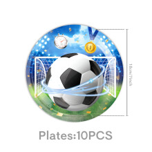 (10 7-inch paper trays) Ensemble complet de vaisselle pour une fête sur le thème de la Coupe du Monde de football
