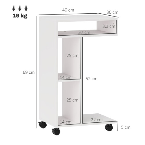 Homcom Mesa Auxiliar Blanco 40 x 30 x 69 cm 2