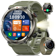 Blackview Military Smart Watch for Men (Answer/Make Calls), 1.45" Fitness Tracker with 100-Day Battery/Flashlight/Compass/Heart Rate/SpO2/Sleep, 150+