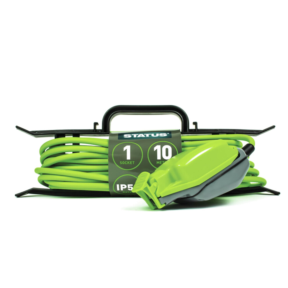 Photos - Electrical Wire & Cable STATUS 10m Extension Lead, Single Socket, Green, Waterproof Outdoor Cable, IP54 Rated, 13 Amp Plug, Weatherproof, Heavy Duty 