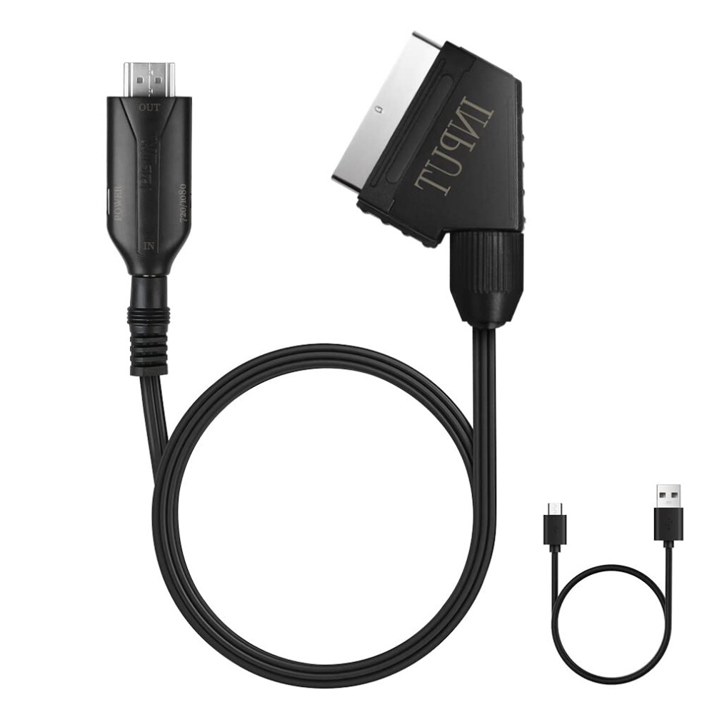 Axfee Scart To Hdmi Converter, All-In-One Video Audio Adapter With Scart Input & Hdmi Output, Usb Cable, Hd 720/1080P For Hdtv Stb Vhs Xbox Ps3 Sky B 5005534445520