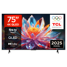 TCL 75T6C-UK 75 Inch QLED 4K HDR TV, Fire TV (Smart TV with Dolby Vision & Atmos, HDR10+, Press & Ask Alexa, 2025 Model)