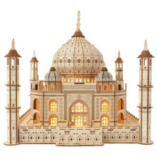 (269) OMELIVON Taj Mahal Wooden 3D Puzzle with LED Light 388 Pieces DIY Model Building Kit