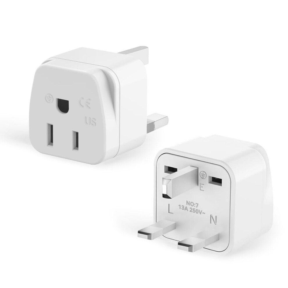 2-Pack Us To Uk Plug Adapter,Shuomao 2/3 Pin Usa To 3 Pin Uk Plug Adaptor,American/Canada/China/Japan To British Plug Converter Power Adapter,For Typ 5004863734121