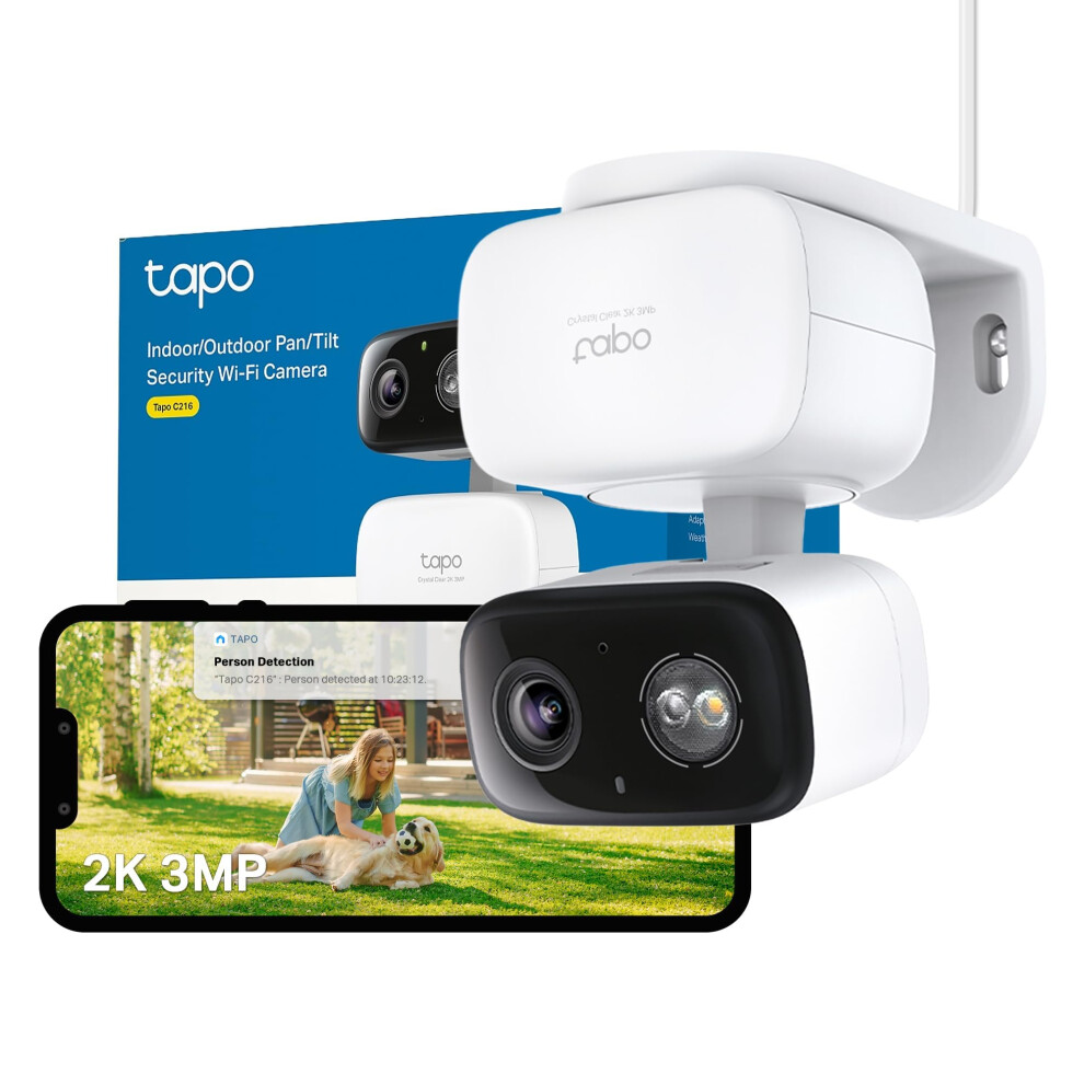 Tapo C216 2K 3Mp Outdoor Camera 360Pan/Tilt, Ip65 Color Night Vision, Security Camera Outdoor Wifi, Smart Ai Detection,Spotlights, Indoor Cameras Ho 5001994833587