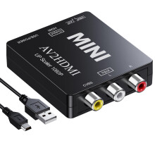 RCA to HDMI Converter, 1080P Mini RCA AV Composite Video Audio to HDMI Converter Adapter Supporting PAL/NTSC for TV/Wii/PC/PS 123/Xbox/VHS/VCR/Blue-R
