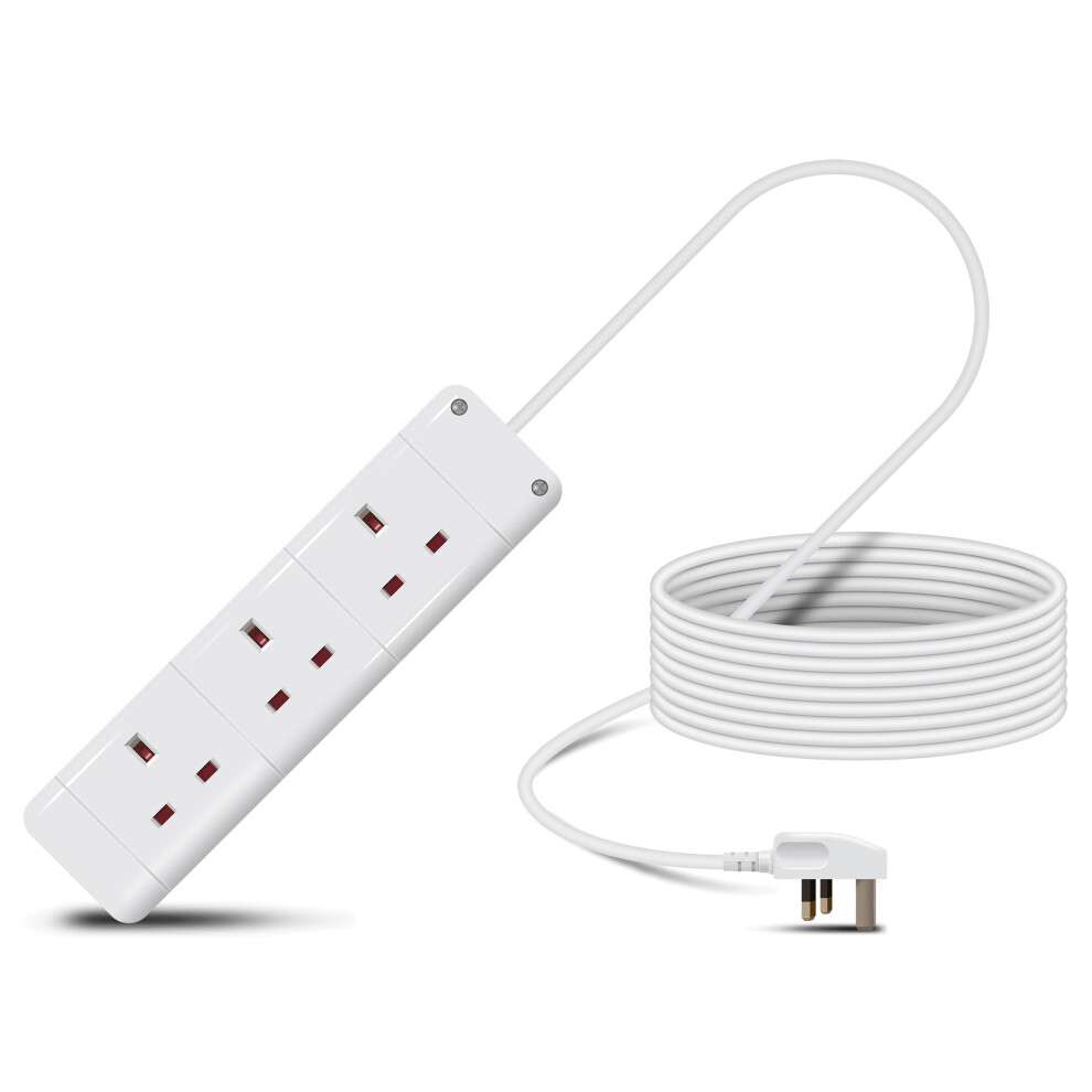 Eagle Three Gang Mains Power 13A Extension Socket To 13A Uk Plug Lead Cable, British Standards Bs1363 15M 5001318373973