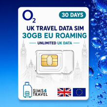 O2 Unlimited Data SIM Card UK – Includes 30GB EU Roaming – Preloaded Data-Only SIM for Phones, Mobile WiFi & 4G/5G Routers