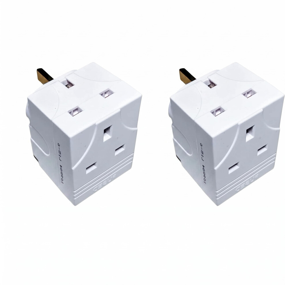 3 Way Triple Plug Adapter 2Pack 13A Plug Adapter 250V Uk Plug Extention Plug Extension Socket 3 Pin Plug Multi Plug Outlet Extender Compact Power Ext 5007313958214