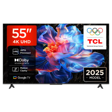 TCL 55V6C-UK 55" 4K Ultra HD, HDR TV, Smart TV Powered by Google TV (Dolby Audio, Voice Control, compatible with Google assistant, Chromecast built-i
