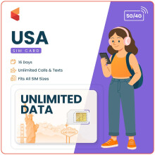 SimCorner USA Travel SIM – 16 Days Unlimited 5G/4G Data | 3-in-1 (Standard/Micro/Nano) | Unlimited Calls & Texts to US & Hawaii Mobiles & Landlines