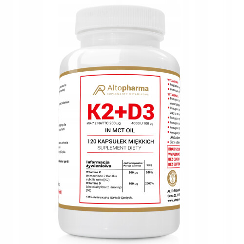 Alto Pharma K2 + D3 4000Iu + Olej MCT 120 kapsułek